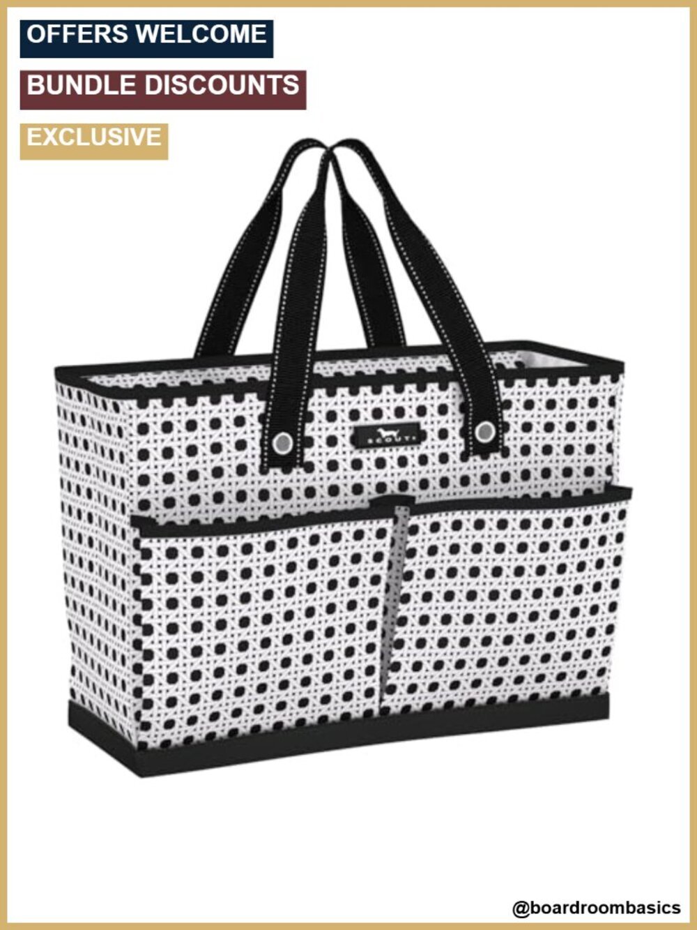 Large Tote Bag - 5 Pockets, Zipper Closure, Lightweight, Water-Resistant Woven